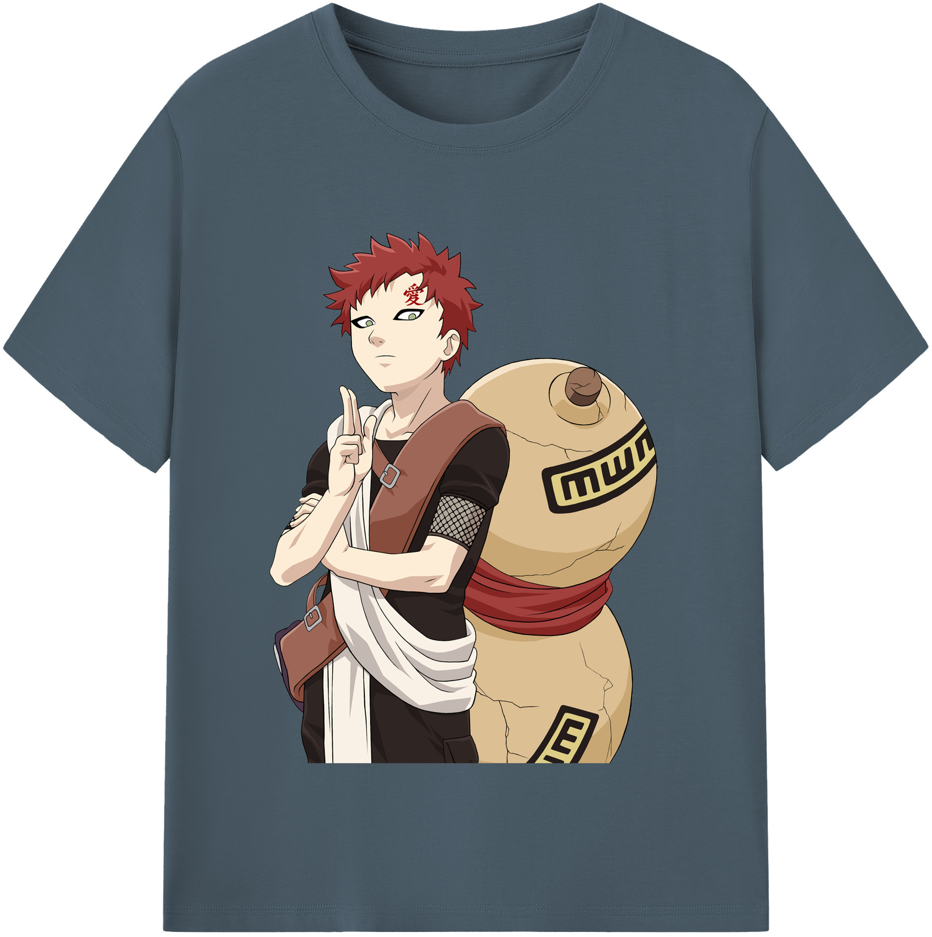 （画像用） NARUTO -ナルト- ガアラ Gaara 綿100％半袖Tシャツ（フロントプリント）